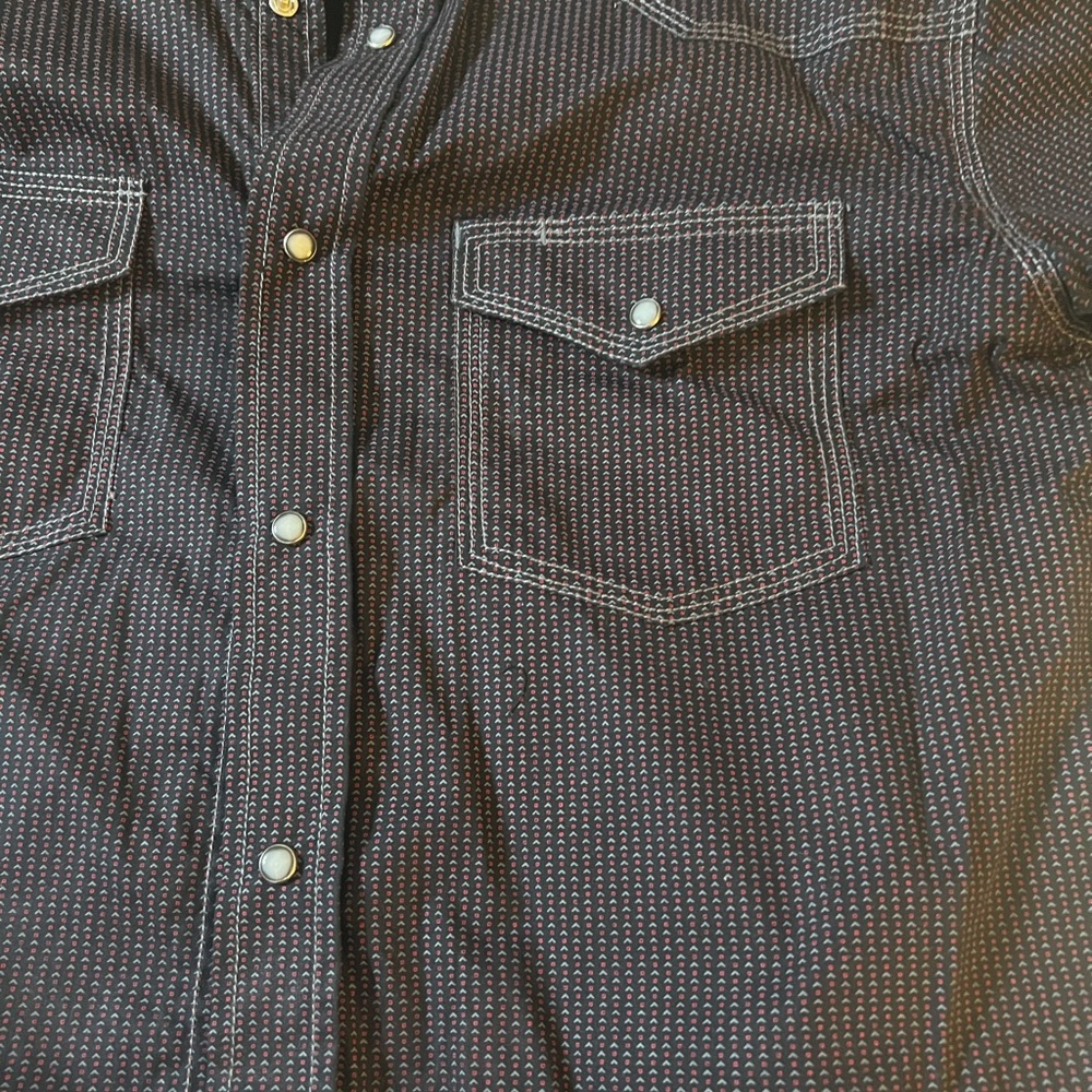 Cowboy Legend Black/geometric Pearl Snap Button Rodeo Men’s Western Shirt L